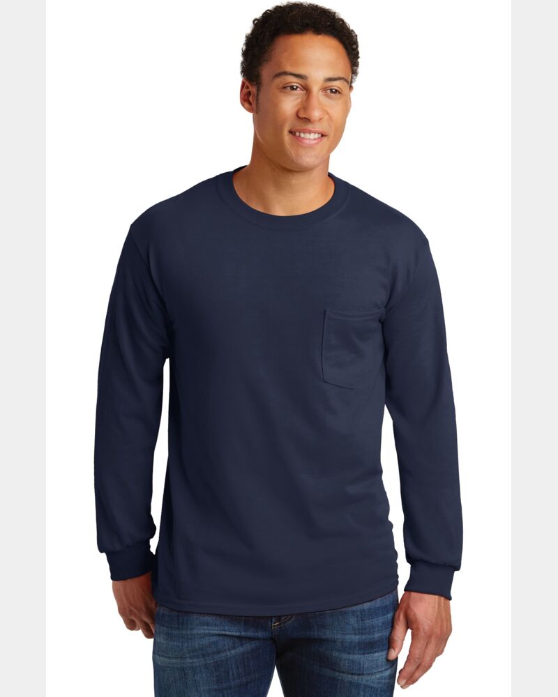 Ultra Cotton ® 100% US Cotton Long Sleeve T Shirt with Pocket Thumbnail